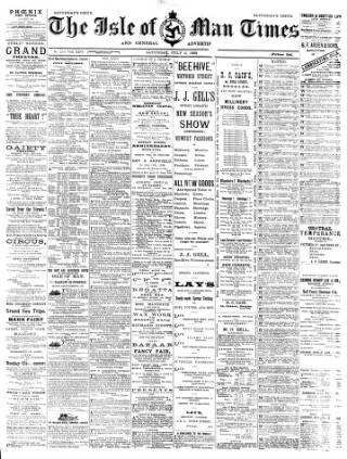 cover page of Isle of Man Times published on July 6, 1889