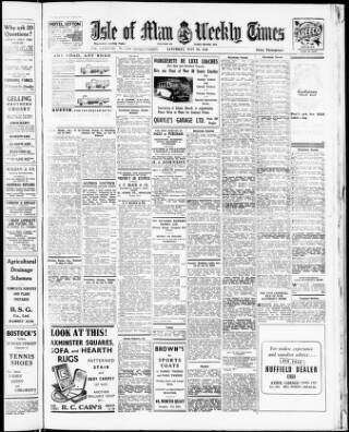 cover page of Isle of Man Times published on May 29, 1948
