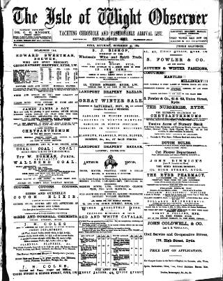 cover page of Isle of Wight Observer published on November 30, 1889
