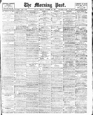 cover page of Morning Post published on November 30, 1909