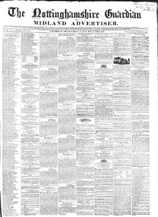 cover page of Nottinghamshire Guardian published on February 28, 1850