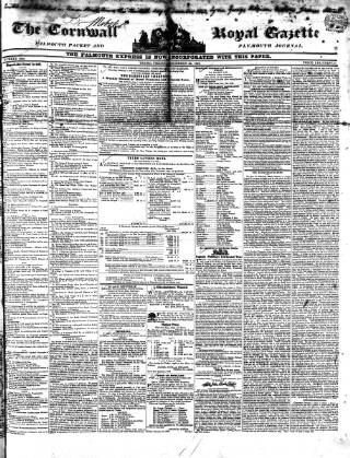 cover page of Royal Cornwall Gazette published on December 30, 1842