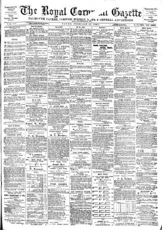 cover page of Royal Cornwall Gazette published on February 28, 1895