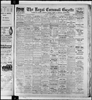 cover page of Royal Cornwall Gazette published on May 29, 1913
