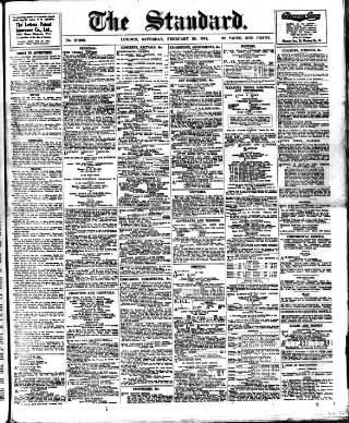 cover page of London Evening Standard published on February 28, 1914