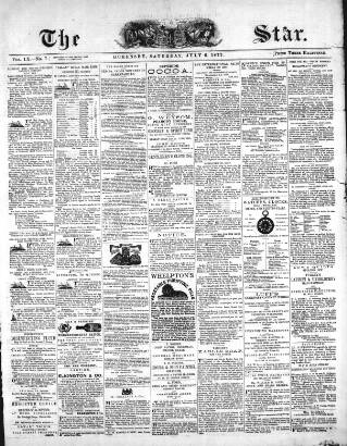 cover page of Guernsey Star published on July 6, 1872