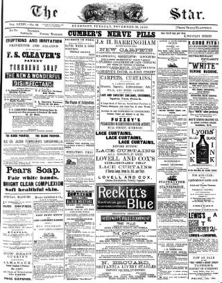 cover page of Guernsey Star published on November 30, 1886