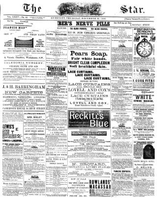 cover page of Guernsey Star published on December 30, 1886