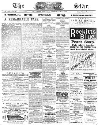 cover page of Guernsey Star published on September 18, 1888