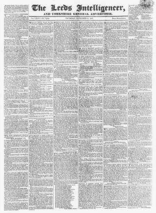 cover page of Leeds Intelligencer published on November 15, 1827