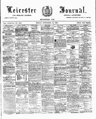 cover page of Leicester Journal published on September 18, 1891