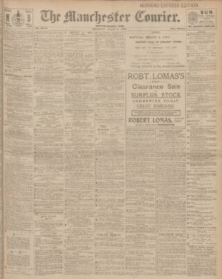 cover page of Manchester Courier published on July 6, 1908