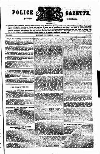 cover page of Police Gazette published on November 15, 1880