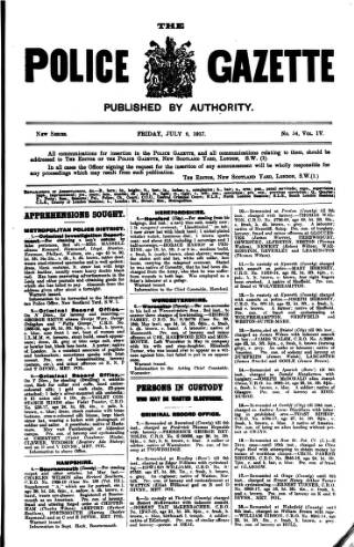 cover page of Police Gazette published on July 6, 1917