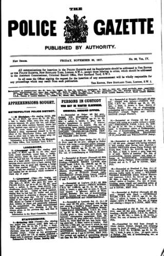 cover page of Police Gazette published on November 30, 1917