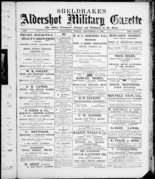 cover page of Aldershot Military Gazette published on September 18, 1903