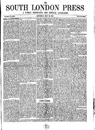 cover page of South London Press published on May 29, 1875