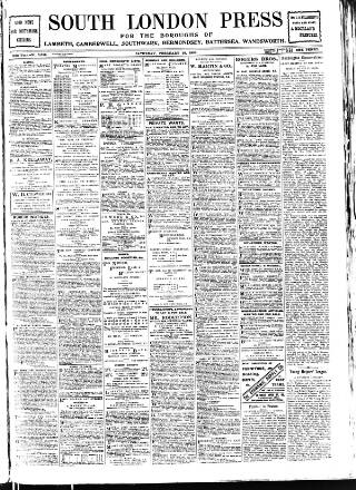 cover page of South London Press published on February 28, 1903