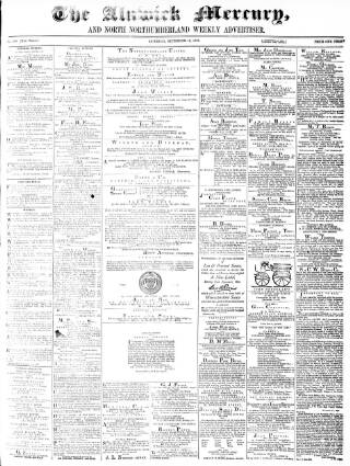 cover page of Alnwick Mercury published on September 18, 1875