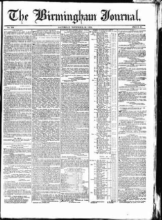 cover page of Birmingham Journal published on November 30, 1839