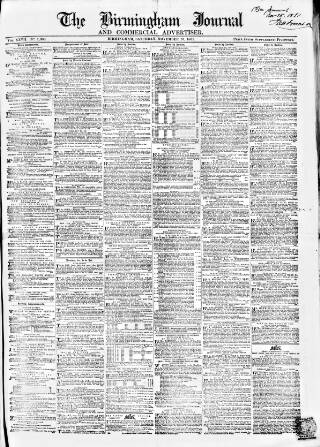 cover page of Birmingham Journal published on November 15, 1851