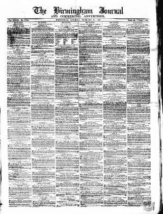 cover page of Birmingham Journal published on February 28, 1857