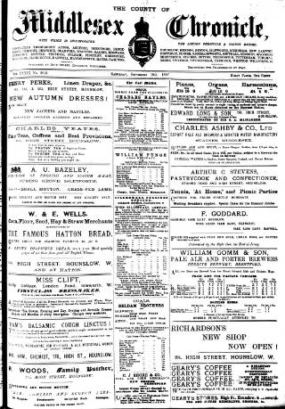 cover page of Middlesex Chronicle published on September 18, 1897