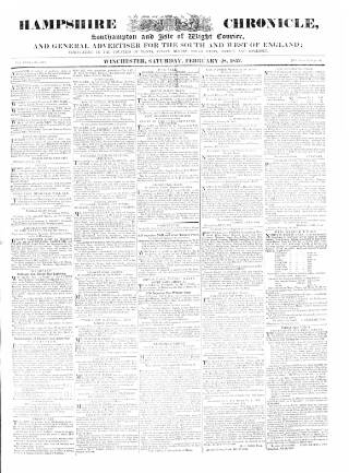 cover page of Hampshire Chronicle published on February 28, 1852