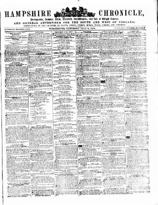 cover page of Hampshire Chronicle published on July 6, 1889