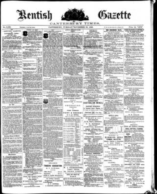 cover page of Kentish Gazette published on November 30, 1886