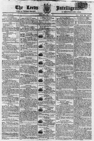 cover page of Leeds Intelligencer published on July 6, 1801