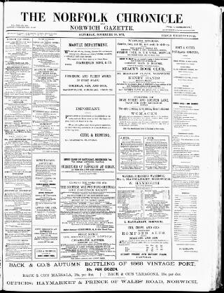 cover page of Norfolk Chronicle published on November 30, 1872