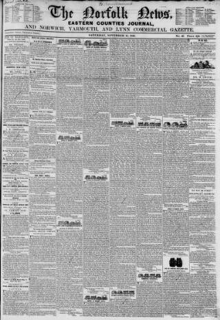 cover page of Norfolk News published on November 15, 1845