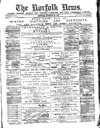 cover page of Norfolk News published on February 28, 1885