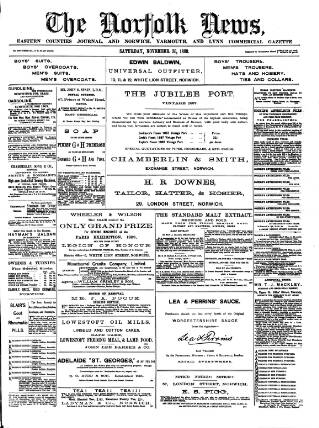 cover page of Norfolk News published on November 30, 1889