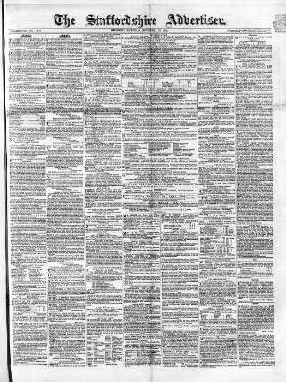 cover page of Staffordshire Advertiser published on November 15, 1862