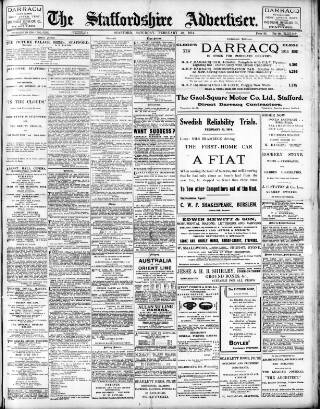 cover page of Staffordshire Advertiser published on February 28, 1914