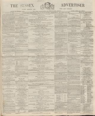 cover page of Sussex Advertiser published on November 30, 1867