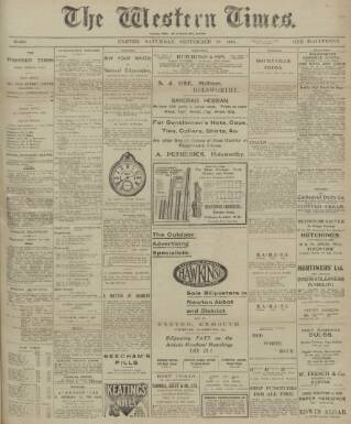 cover page of Western Times published on September 18, 1915