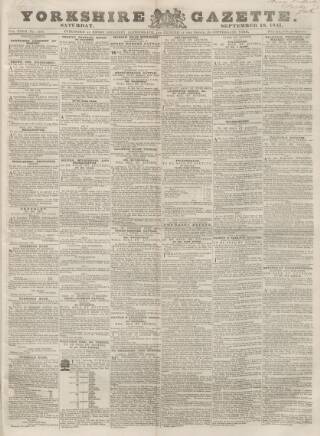 cover page of Yorkshire Gazette published on September 18, 1841