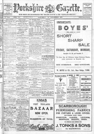 cover page of Yorkshire Gazette published on November 30, 1918