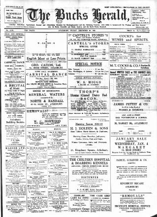 cover page of Bucks Herald published on December 30, 1932