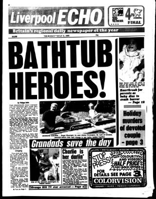 cover page of Liverpool Echo published on July 6, 1989