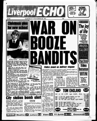 cover page of Liverpool Echo published on November 30, 1991