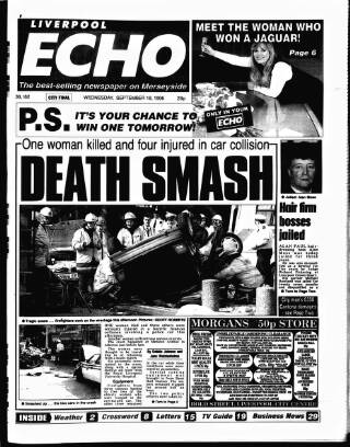 cover page of Liverpool Echo published on September 18, 1996