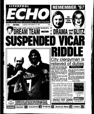 cover page of Liverpool Echo published on December 30, 1997
