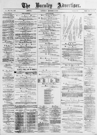 cover page of Burnley Advertiser published on December 30, 1876