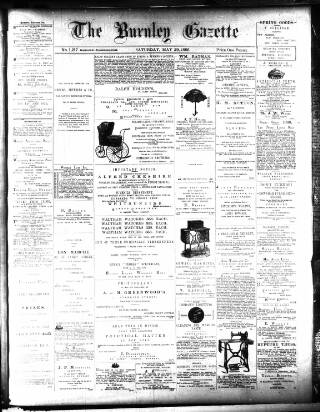 cover page of Burnley Gazette published on May 29, 1886