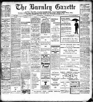 cover page of Burnley Gazette published on November 15, 1905