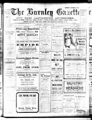 cover page of Burnley Gazette published on December 30, 1914